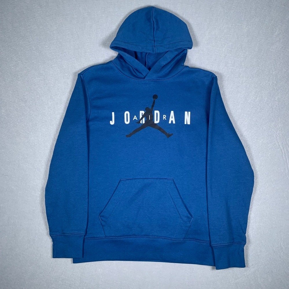 Jordan Hoodie Youth Large Blue Jumpman Logo Pullover Sweatshirt
